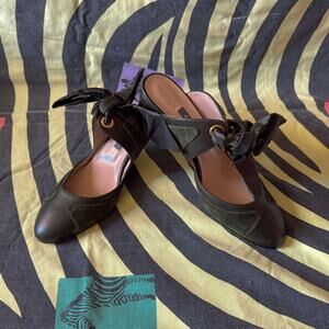 Zac Posen Olive Green Mule Pumps with Bows, size 39